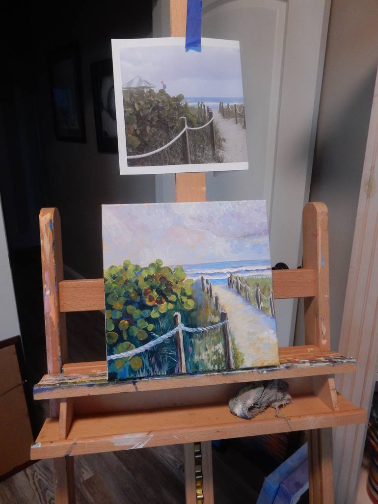 Original Abstract Expressionism Beach Painting by Joy Parks Coats