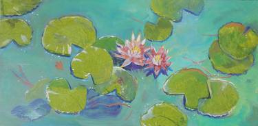 Waterlilies in a Turquoise Pond thumb