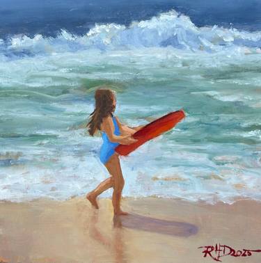 Original Impressionism Beach Painting by Richard Doyle
