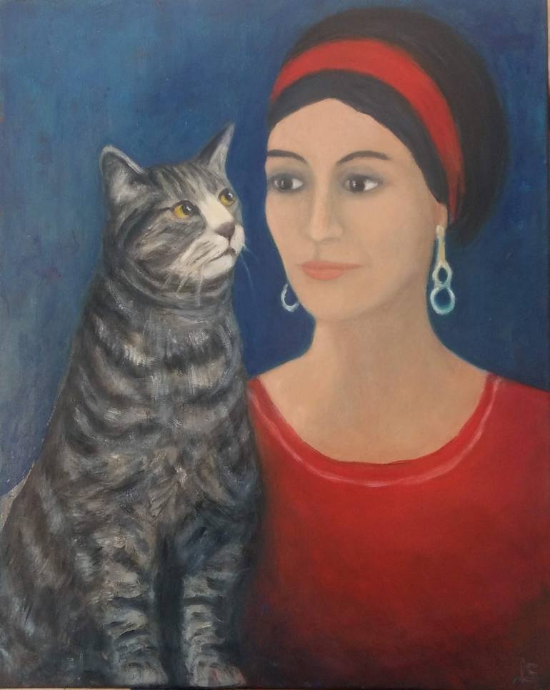 Cat Lady Painting by Liz Coppock | Saatchi Art