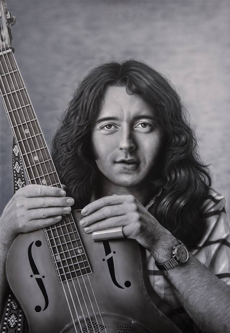 Rory Gallagher Portrait Painting by Dave Cassidy | Saatchi Art