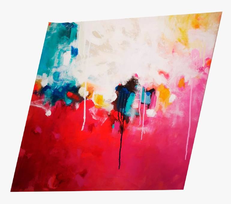 Original Abstract Painting by Miguel Angel Duarte | Abstract Expressionism Art on Canvas | Pink sugar.