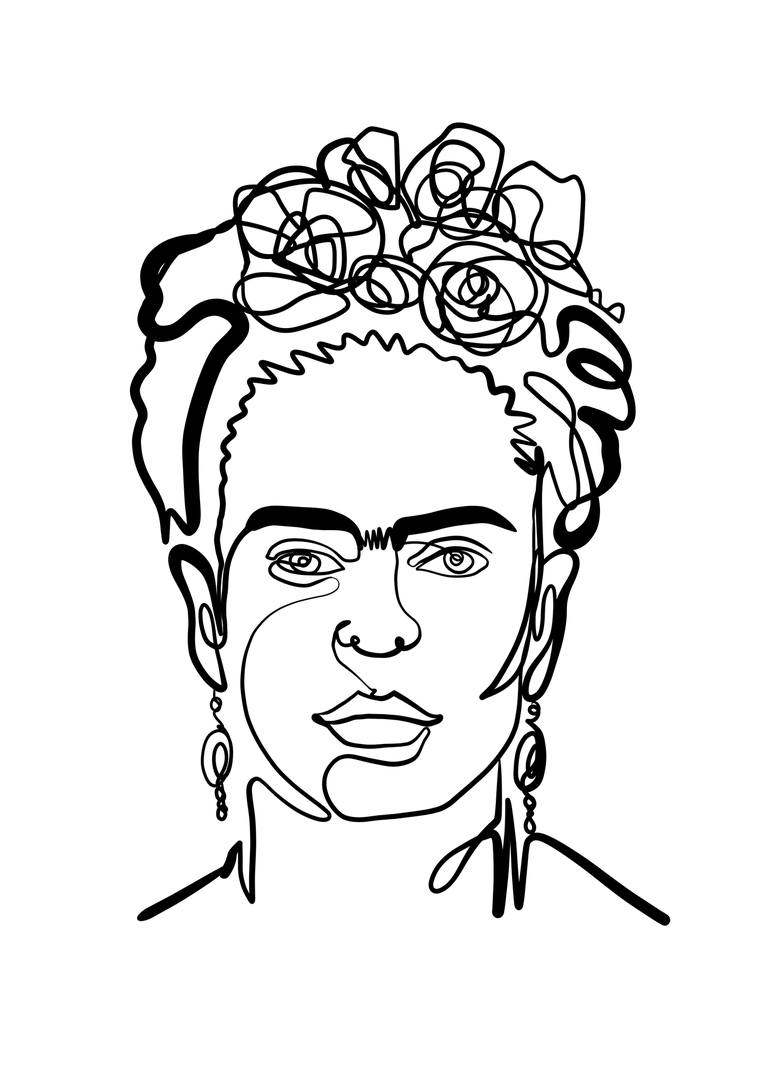 With One Line: Frida Drawing by Andrew Turtsevych | Saatchi Art