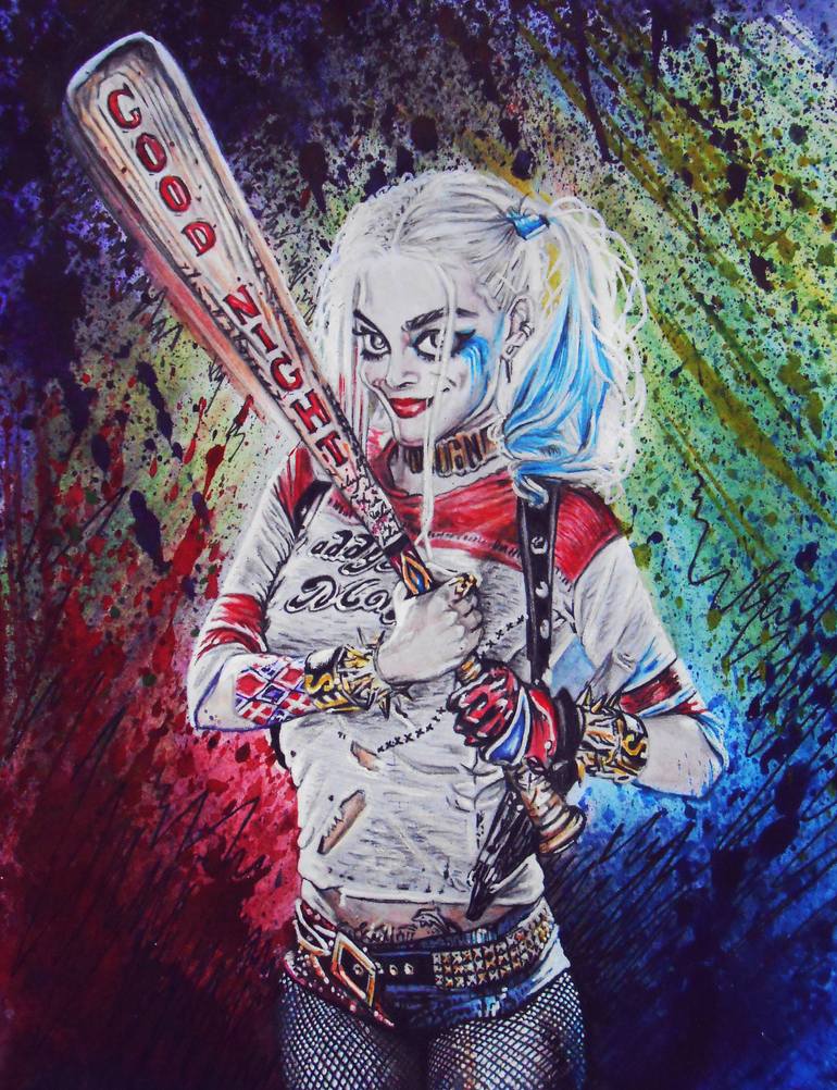 Harley Quinn in realistic-cartoon style Drawing by Halyna Povkhanych |  Saatchi Art