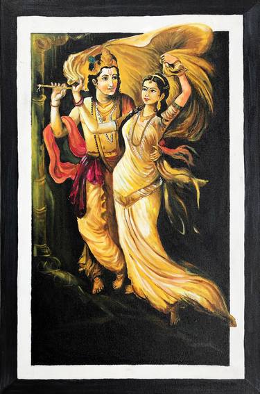 RADHA-KRISHNA IN GOLDEN thumb