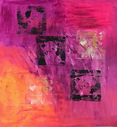 Pink and orange square acrylic painting thumb