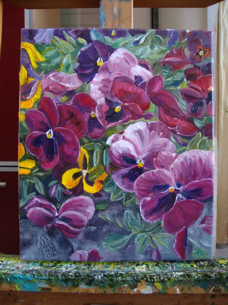 Original Impressionism Floral Painting by Olga Knezevic