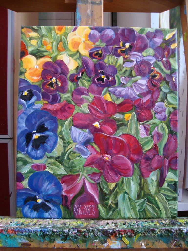 Original Impressionism Floral Painting by Olga Knezevic