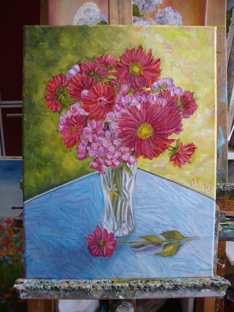 Original Realism Floral Painting by Olga Knezevic