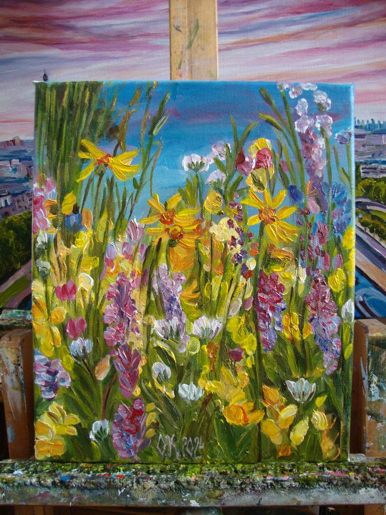 Original Impressionism Floral Painting by Olga Knezevic