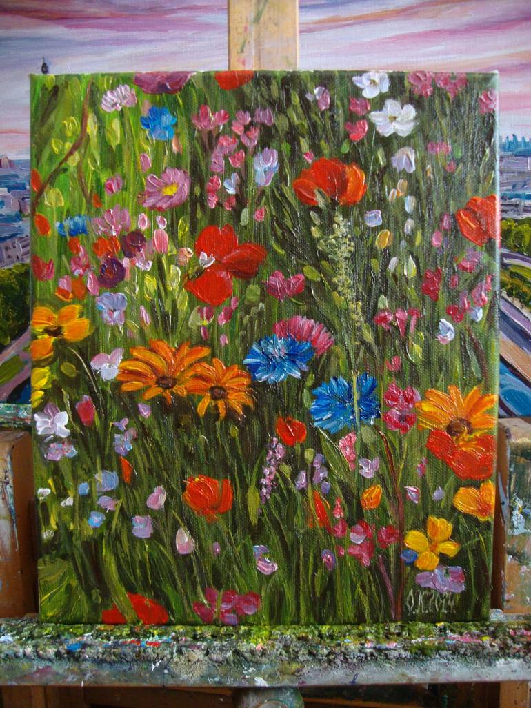 Original Impressionism Floral Painting by Olga Knezevic