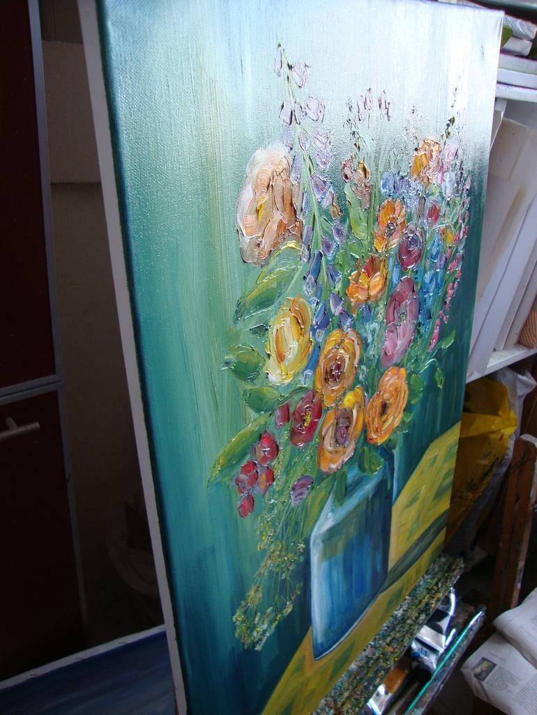 Original Impressionism Floral Painting by Olga Knezevic