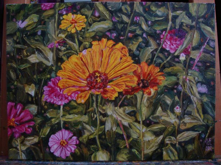 Original Fine Art Floral Painting by Olga Knezevic