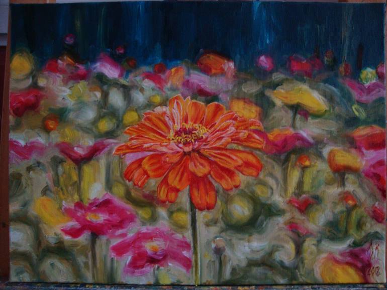 Original Impressionism Floral Painting by Olga Knezevic