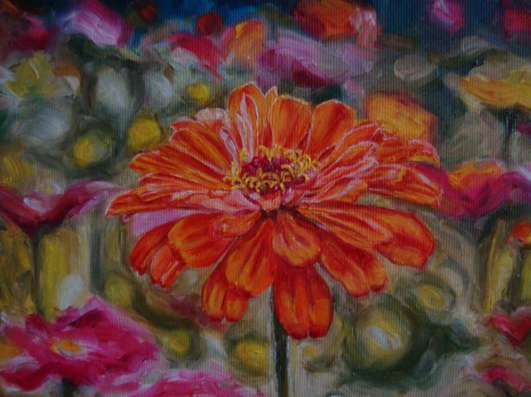 Original Impressionism Floral Painting by Olga Knezevic