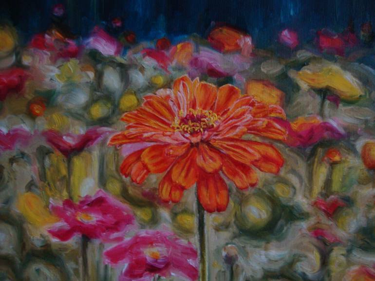 Original Impressionism Floral Painting by Olga Knezevic