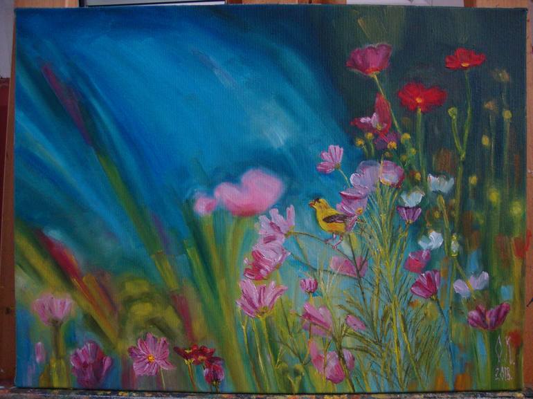 Original Fine Art Floral Painting by Olga Knezevic