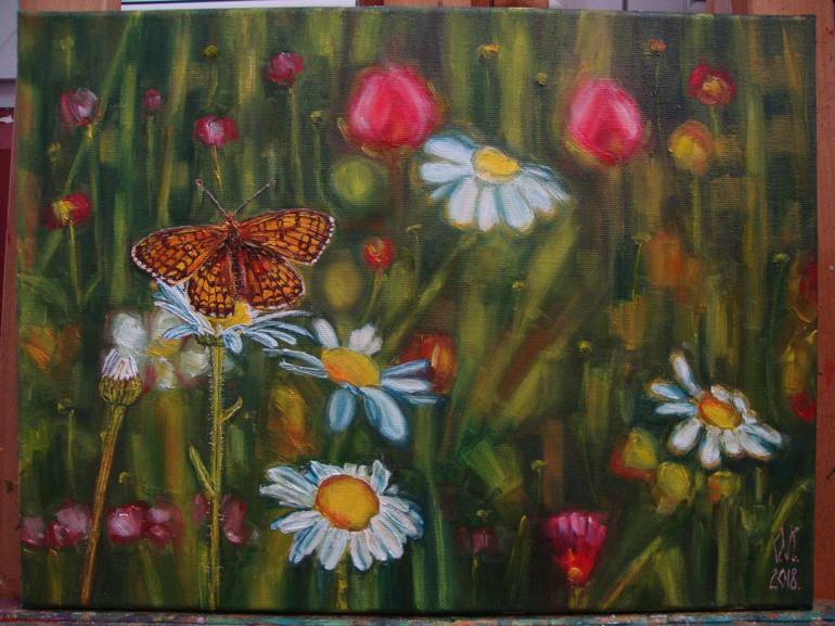 Original Realism Floral Painting by Olga Knezevic