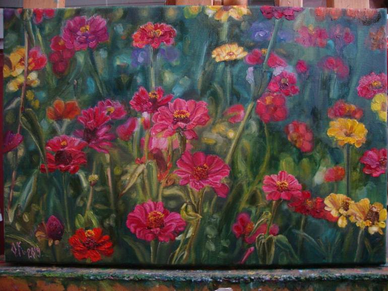 Original Realism Floral Painting by Olga Knezevic