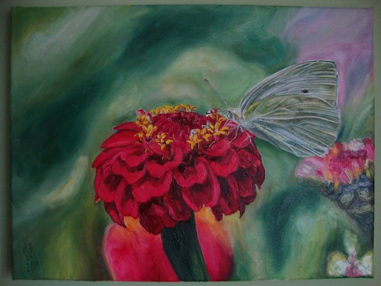 Original Fine Art Floral Painting by Olga Knezevic
