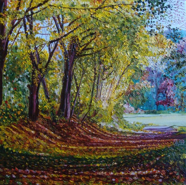 Golden autumn Painting by Olga Knezevic | Saatchi Art