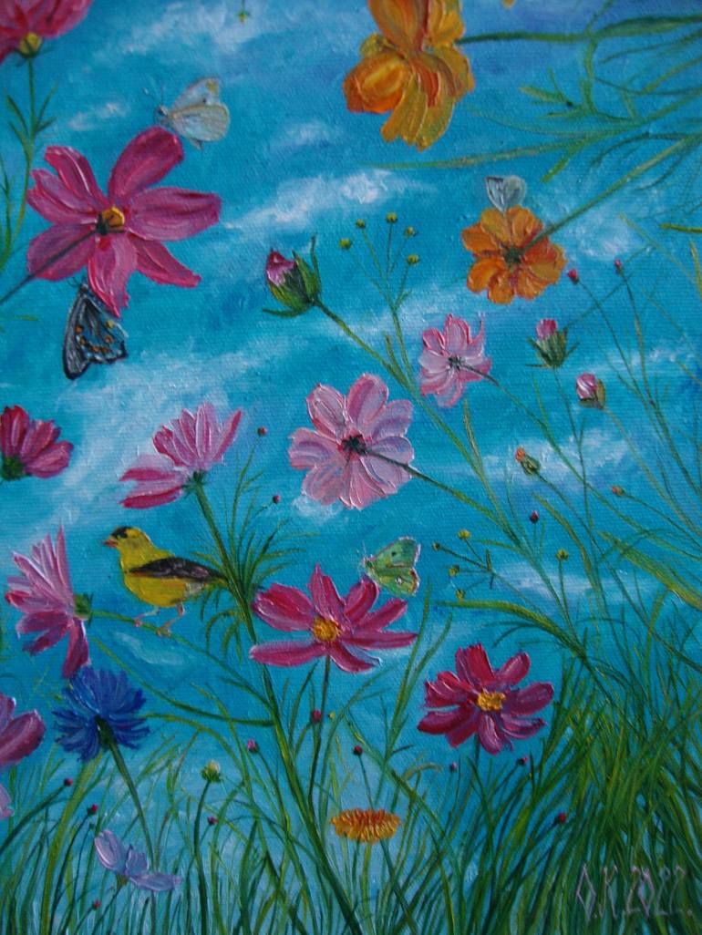 Original Impressionism Floral Painting by Olga Knezevic