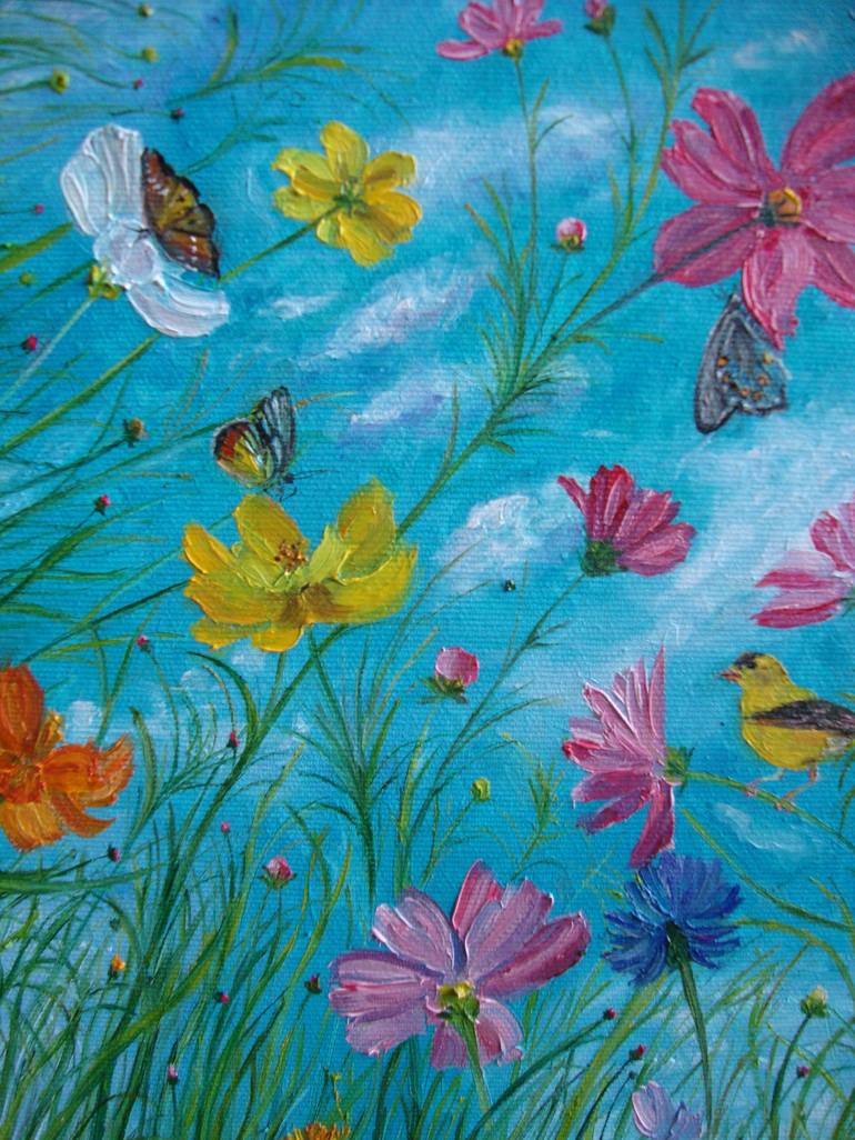 Original Impressionism Floral Painting by Olga Knezevic