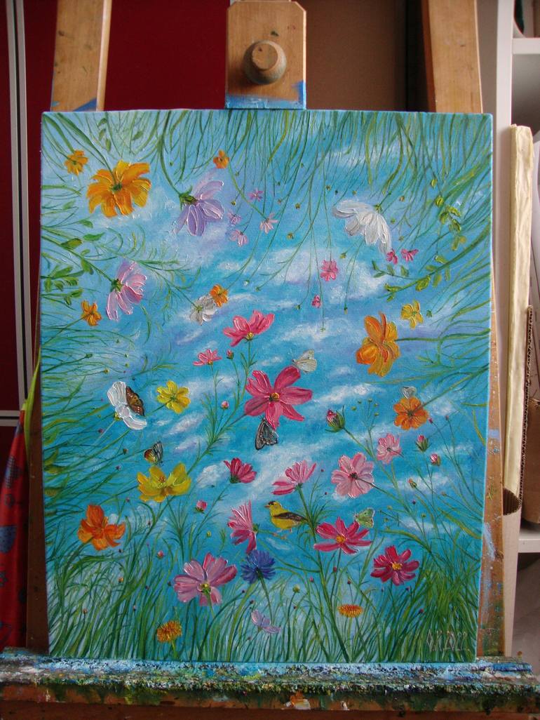 Original Impressionism Floral Painting by Olga Knezevic