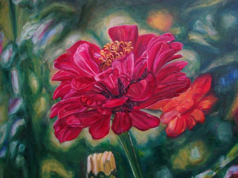 Original Impressionism Floral Painting by Olga Knezevic