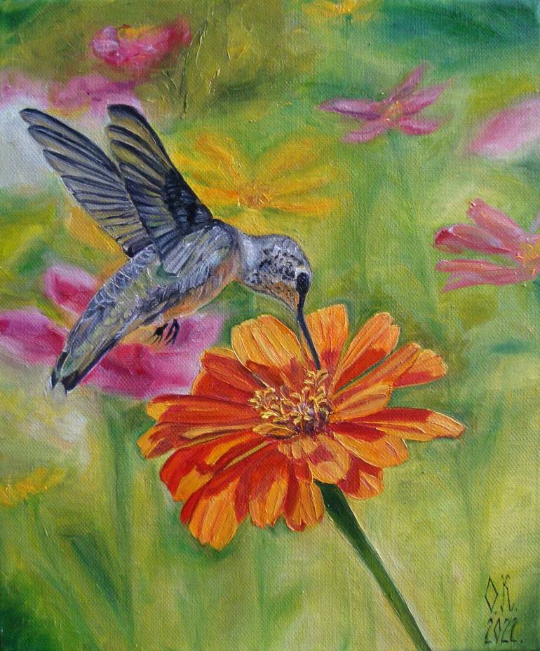 Hummingbird Painting by Olga Knezevic | Saatchi Art