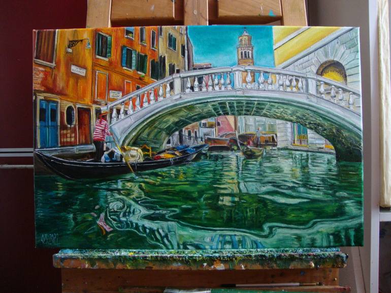 Original Realism Cities Painting by Olga Knezevic