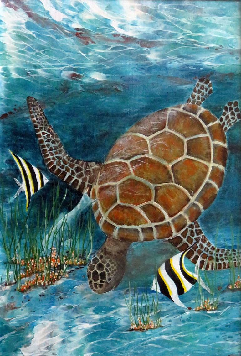 green turtle painting