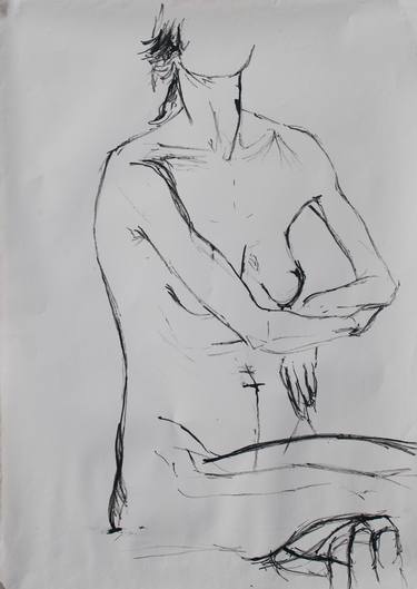 Original Figurative Nude Drawings by Clara Almada