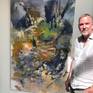 The painting and me at during an exhibition at the Norwegian Forest Museum, summer 2019