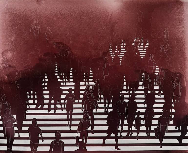 Original Conceptual Cities Painting by Martta Garcia