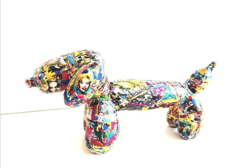 Original Abstract Dogs Sculpture by Gary Low