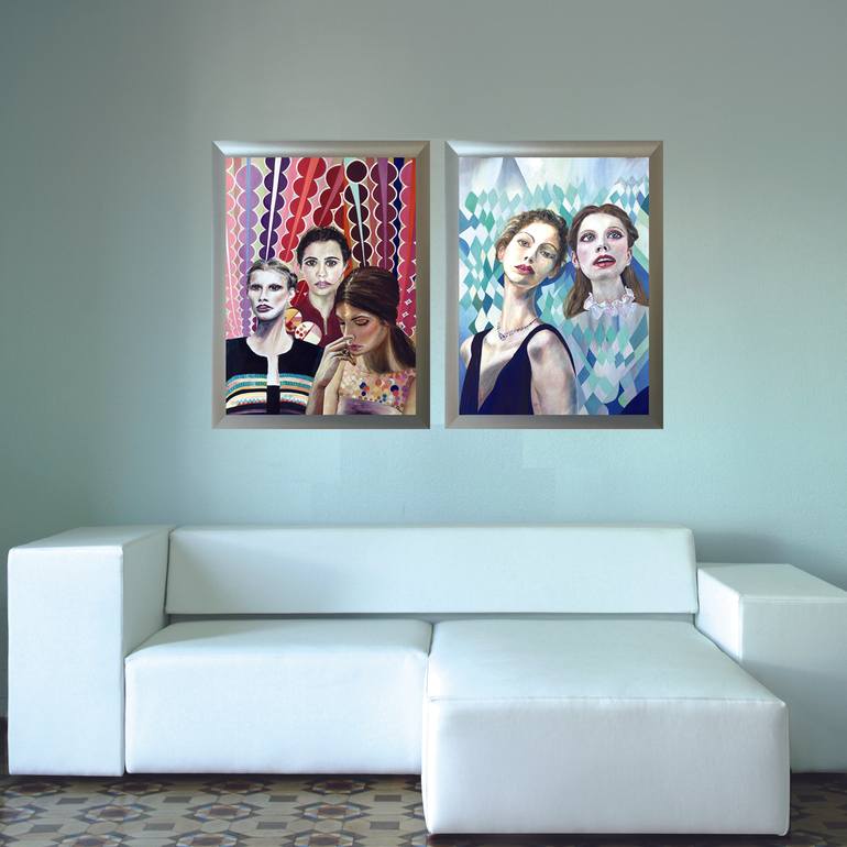 Original Expressionism People Painting by Bettina Newbery