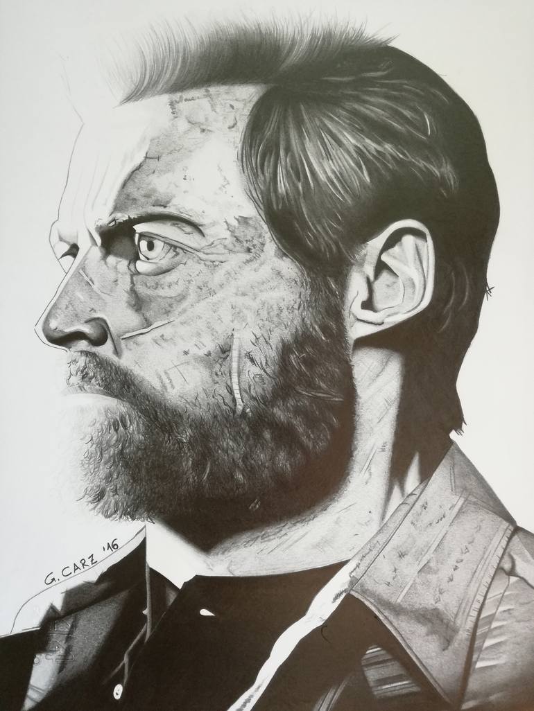 Hugh Jackman Portrait Drawing by Gabriele Carzedda | Saatchi Art
