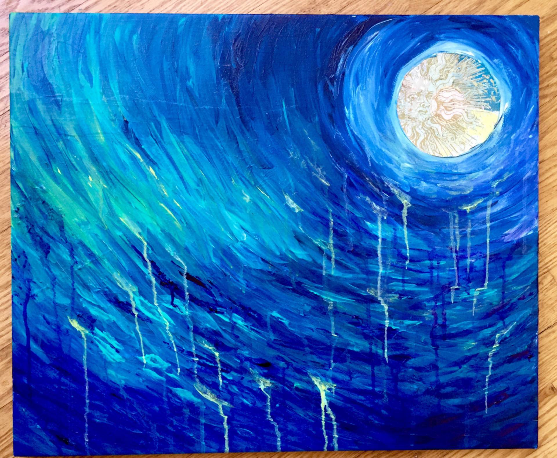 Luna, Figurative Abstract Moonlight by Jillian Mara, Blue Moon