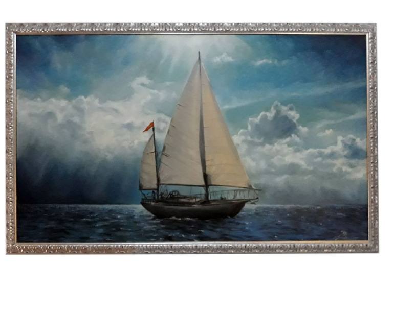 Original Photorealism Boat Painting by Gius Kosta