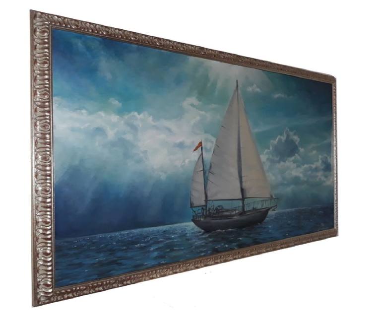 Original Photorealism Boat Painting by Gius Kosta