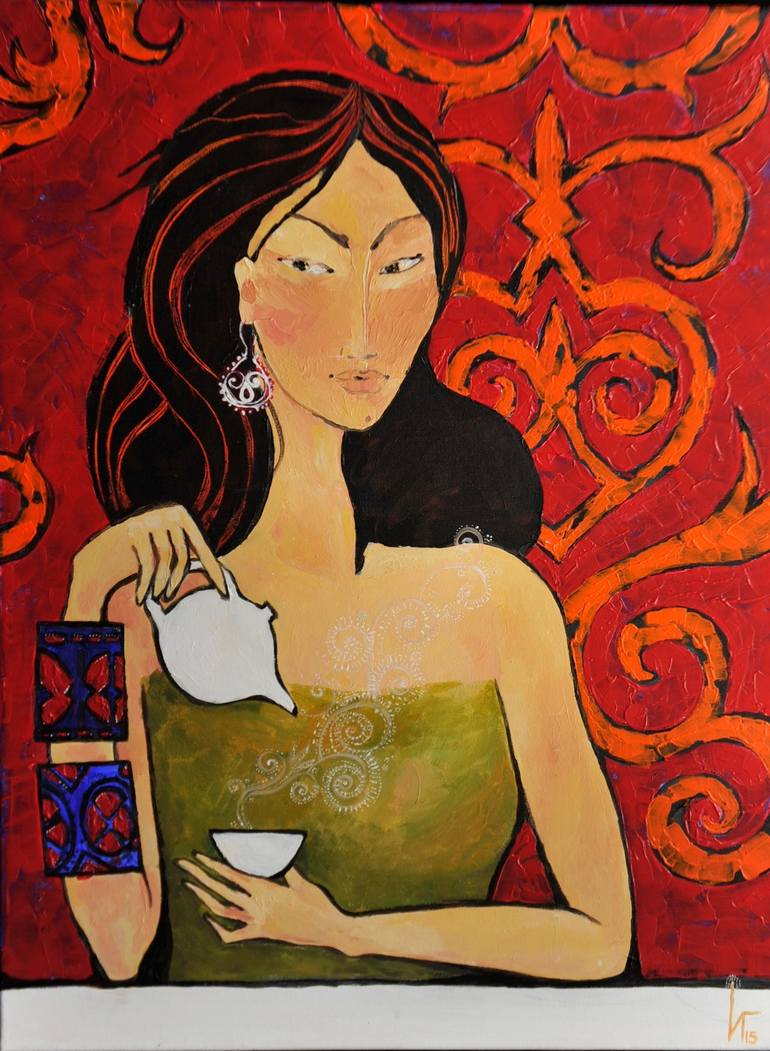 Kazakh tea. Painting by Gulmira Abuova | Saatchi Art