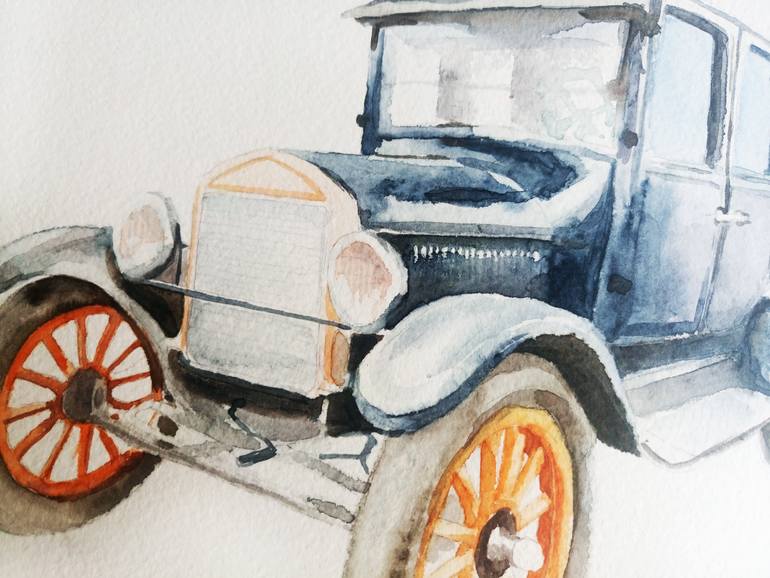 Original Illustration Car Painting by Margaryta Verkhovets