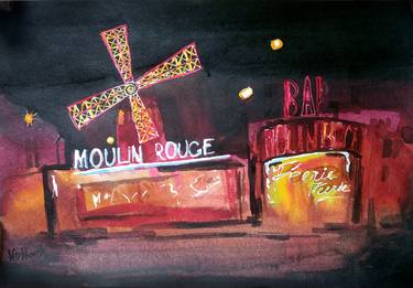 MOULIN ROUGE - ORIGINAL INK PAINTING. thumb