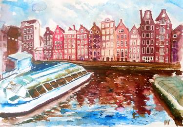 Inspired by Amsterdam. - ORIGINAL WATERCOLOR PAINTING. thumb