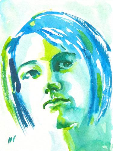 WHAT ABOUT IT? - PORTRAIT - ORIGINAL WATERCOLOR PAINTING. thumb