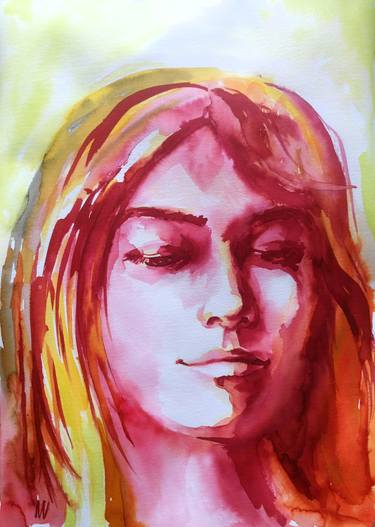 Where?- PORTRAIT - ORIGINAL WATERCOLOR PAINTING. thumb