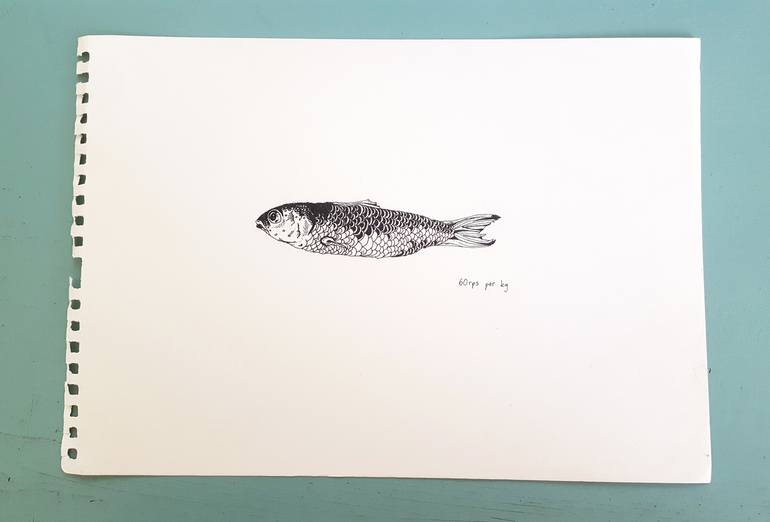 Original Illustration Fish Drawing by chrysa koukoura