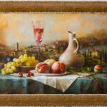 Repast with a landscape in the background by Ira Volkova