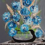 Floral 4 - abstract blue flowers by Annette Spinks